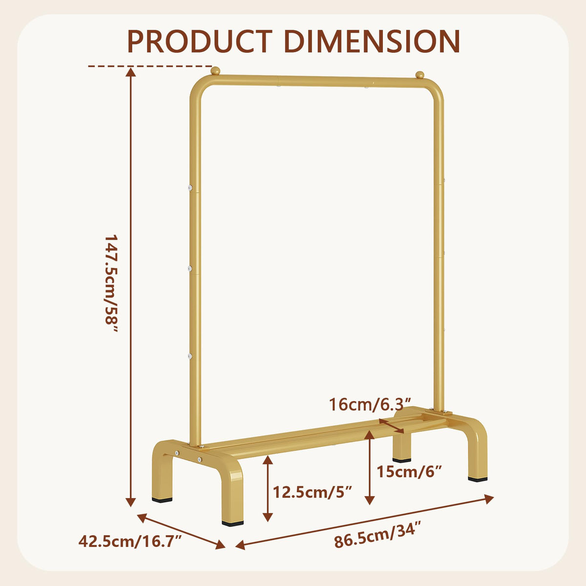 JIUYOTREE Standard Clothes Clothing Garment Rack
