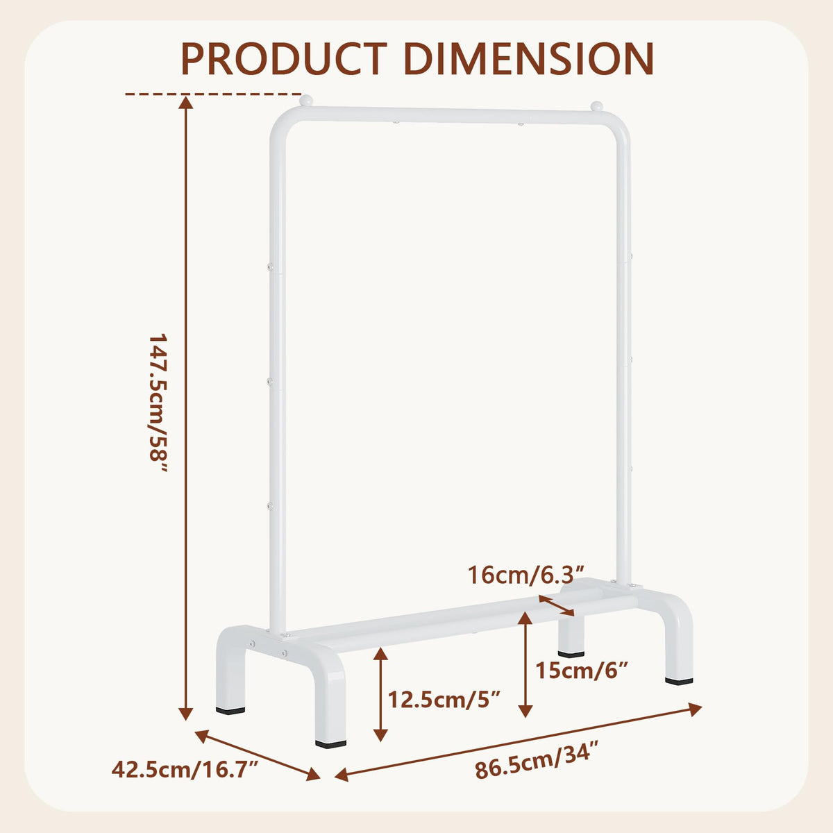 JIUYOTREE Standard Clothes Clothing Garment Rack
