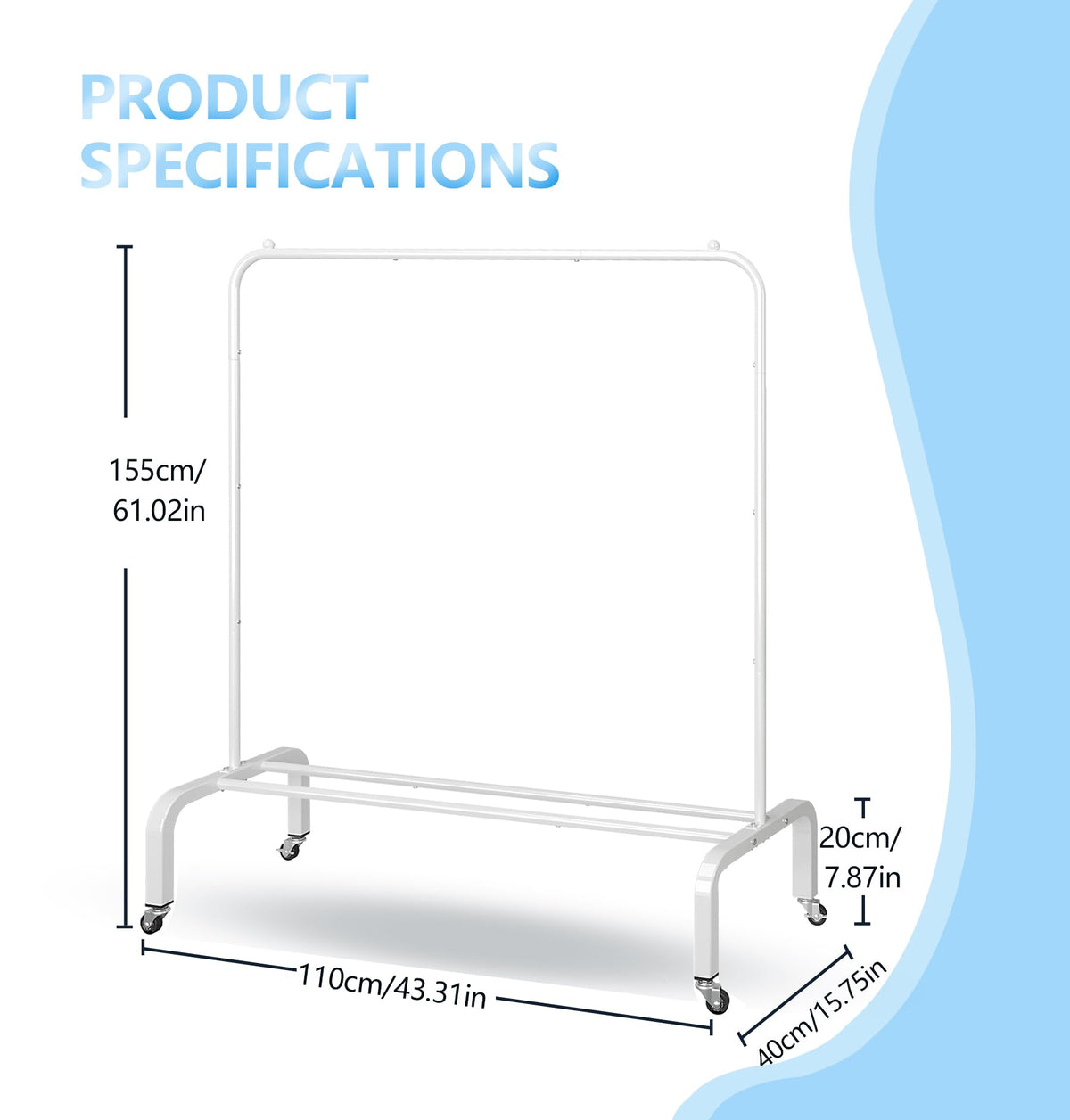 JIUYOTREE Standard Clothes Clothing Garment Rack