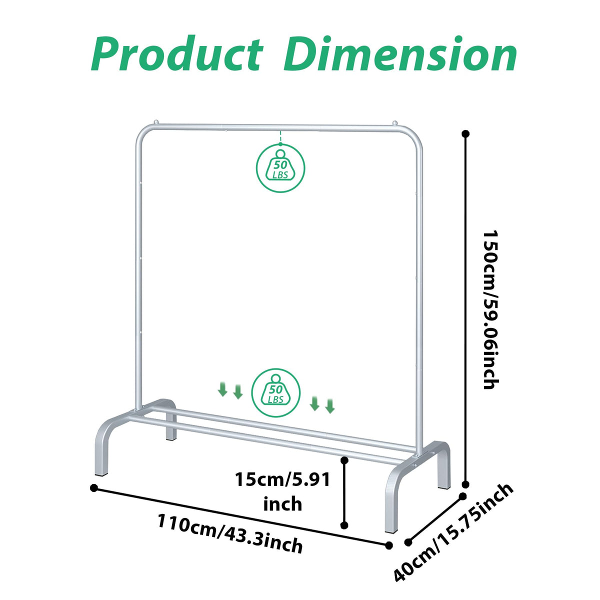 JIUYOTREE Standard Clothes Clothing Garment Rack