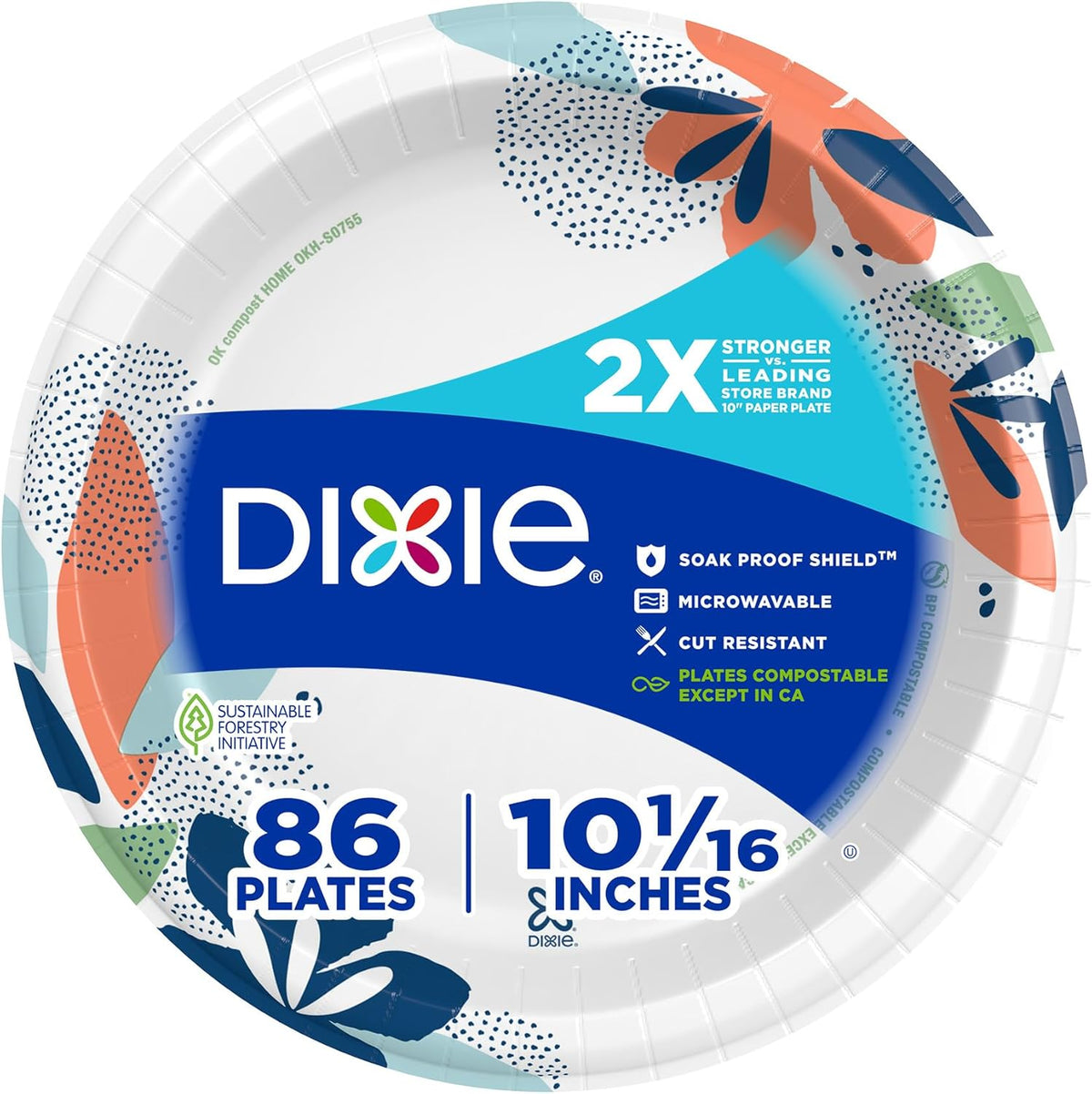 Dixie Large Paper Plates, 10 Inch, 86 Count, 2X Stronger