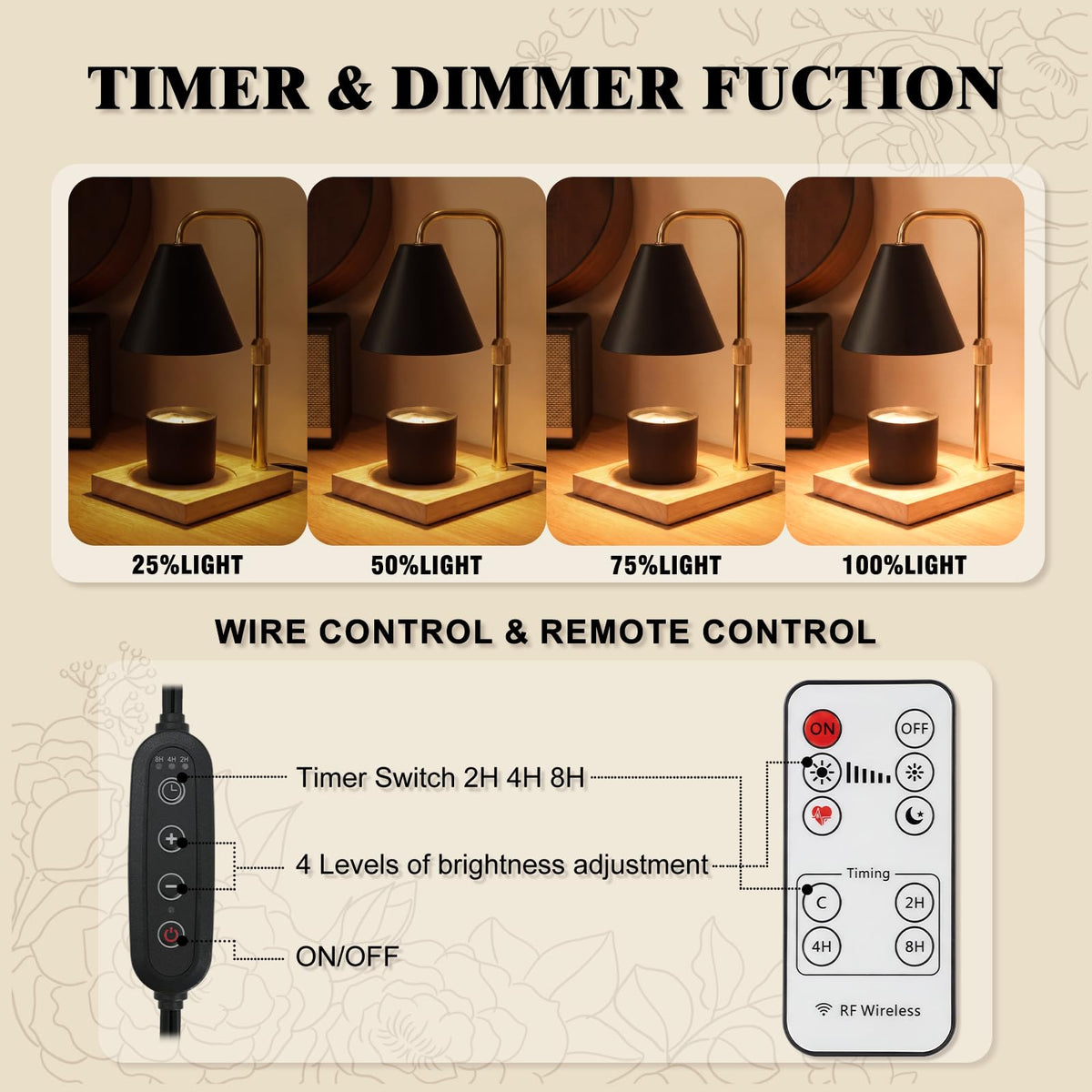 Candle Warmer Lamp with Timer and Wireless Remote Control
