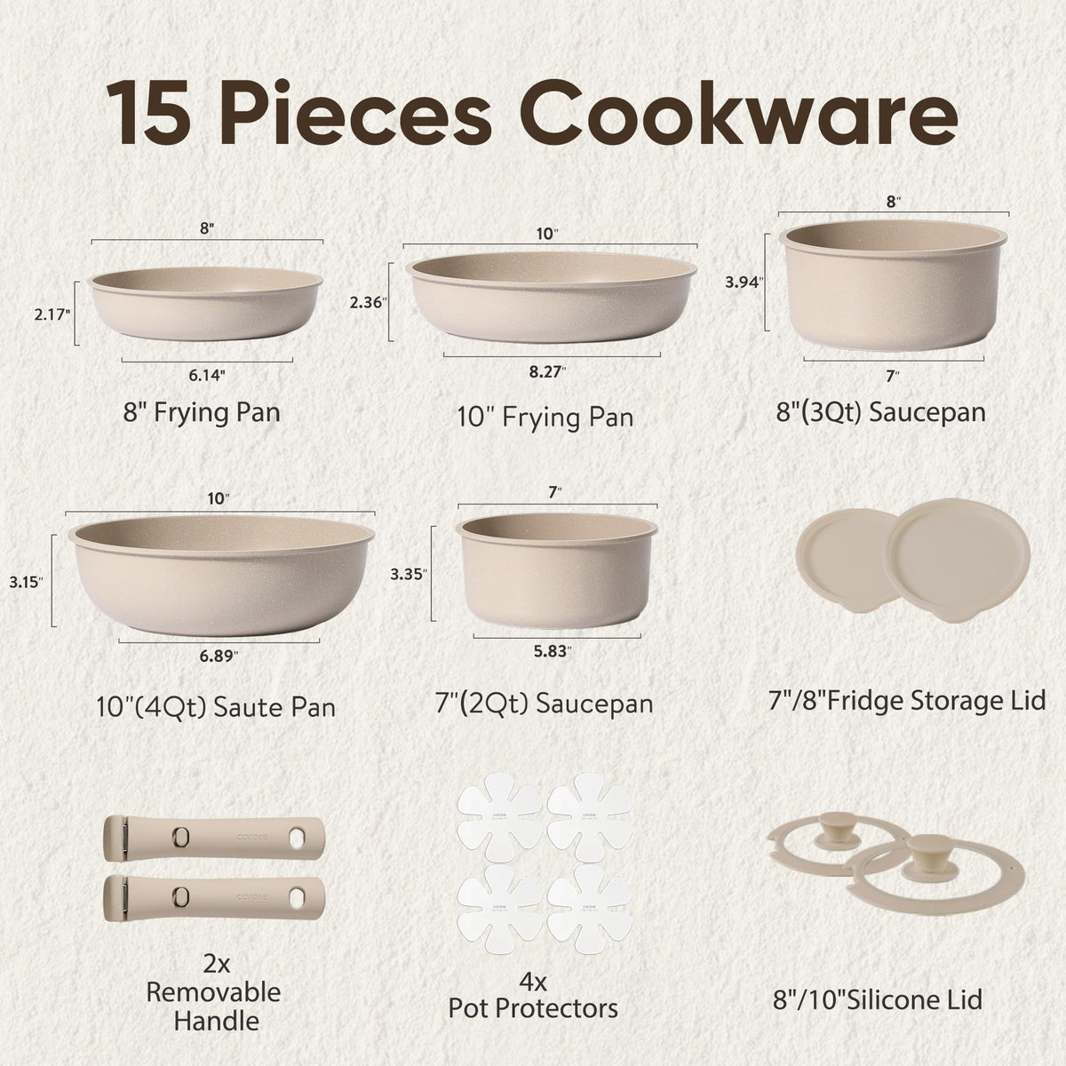 CAROTE Pots and Pans Set, Nonstick Cookware Set Detachable Handle