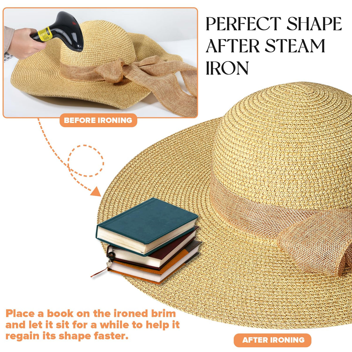 Beach Sun Hats for Women,Wide Brim Straw Hat Floppy Packable UPF 50+