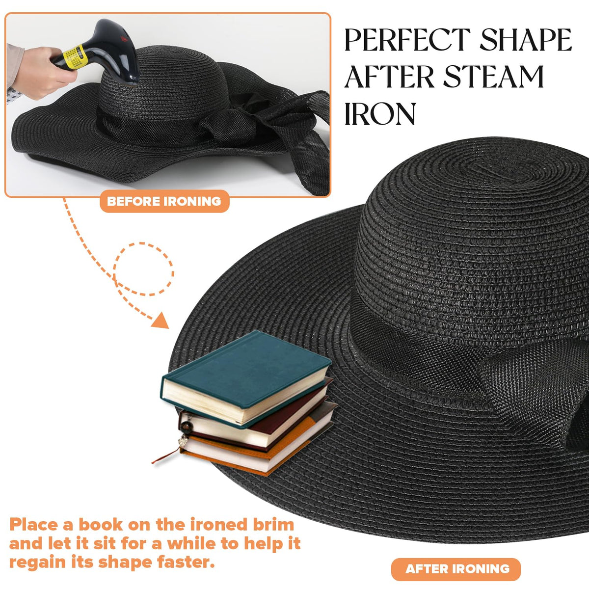 Beach Sun Hats for Women,Wide Brim Straw Hat Floppy Packable UPF 50+