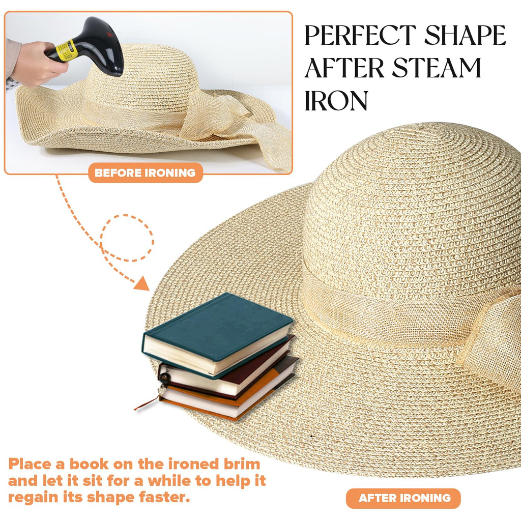 Beach Sun Hats for Women,Wide Brim Straw Hat Floppy Packable UPF 50+