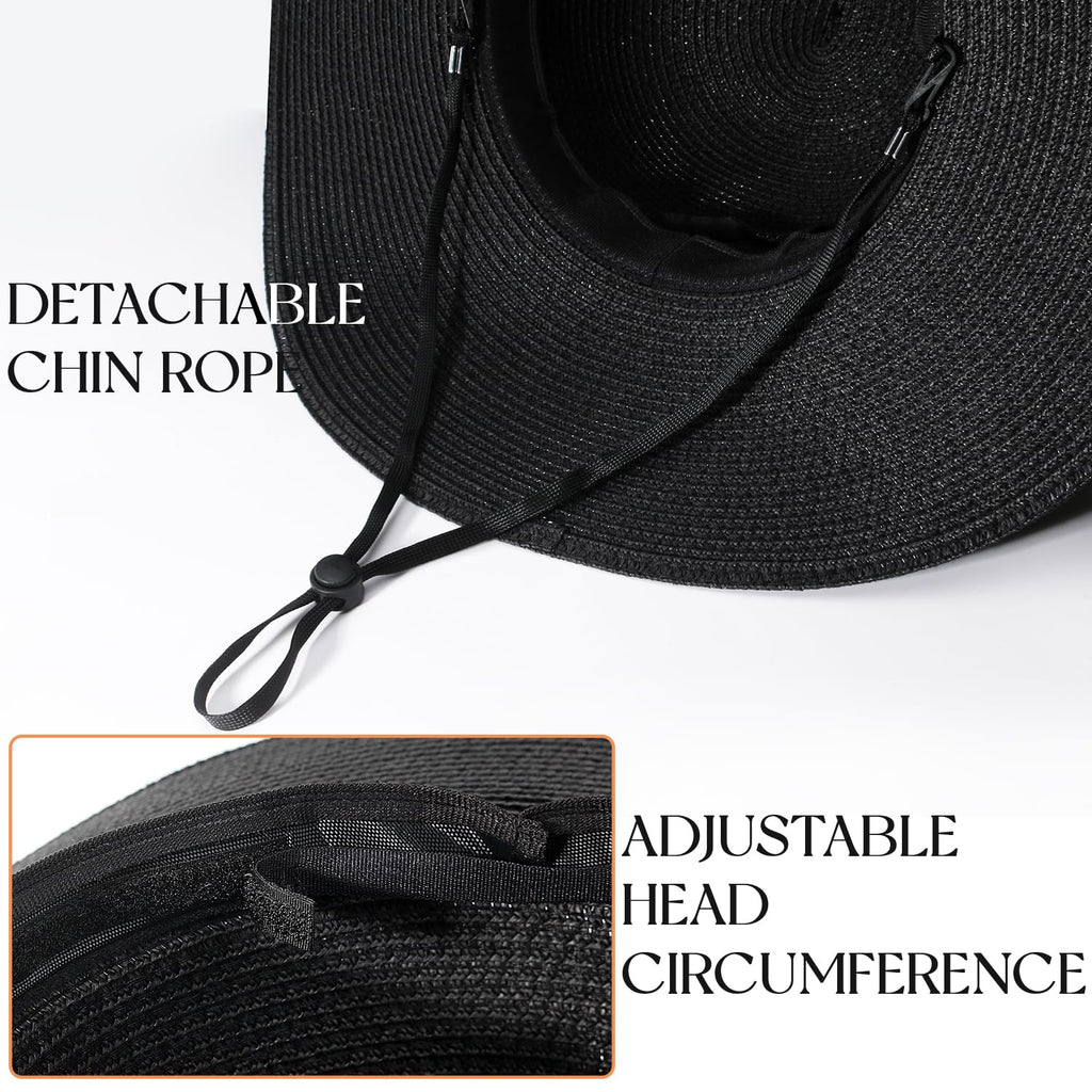 Beach Sun Hats for Women,Wide Brim Straw Hat Floppy Packable UPF 50+