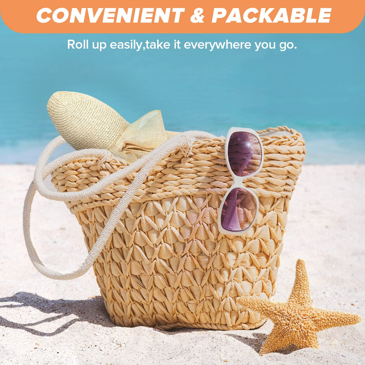 Beach Sun Hats for Women,Wide Brim Straw Hat Floppy Packable UPF 50+