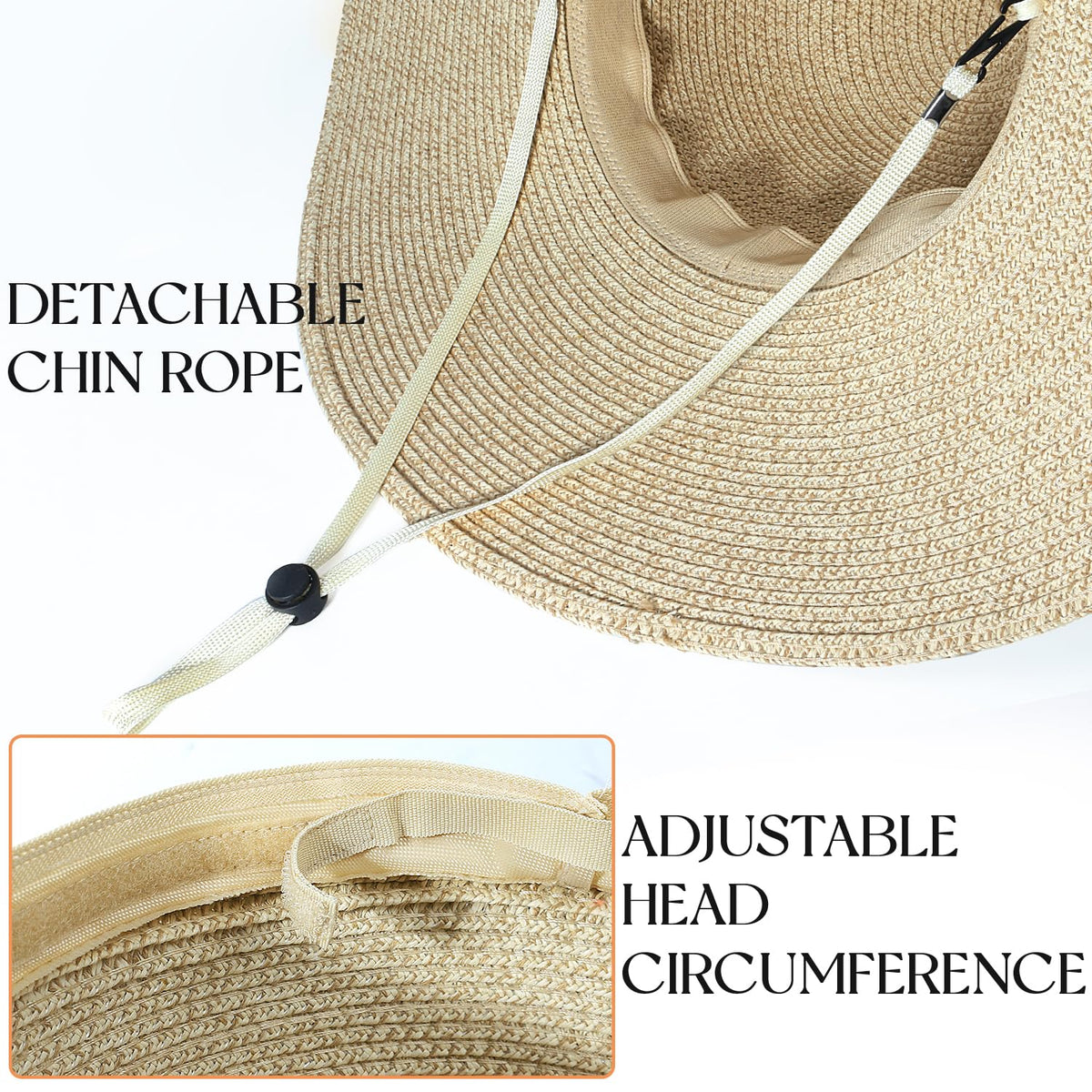 Beach Sun Hats for Women,Wide Brim Straw Hat Floppy Packable UPF 50+
